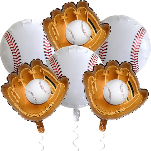 Baseball Luftballons, 6 Stück 18 Zoll Baseball Folienballons Basebal Handschuh Luftballons Sport Folienballons Foil Ballons Helium Ballons Geburtstag Dekoration Party Dekoration für Jungen Kinder