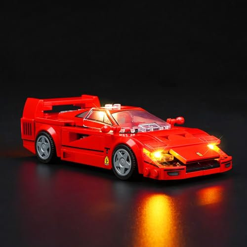 LED-Licht Kit Kompatibel mit Lego Speed Champions Ferrari F40 Super Sports Car, LED Beleuchtungsset Kompatibel mit Lego Ferrari F40 Supercar 76934(nur Lichter,Keine Modelle)