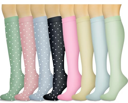 8 Paar Kompressionsstrümpfe für Damen und Herren(15-20 mmHg),Stützstrümpfe Kompressionssocken für Krankenschwestern (DE/NL/SE/PL, Alphanumerisch, L, XL, Regular, Regular, colorful)