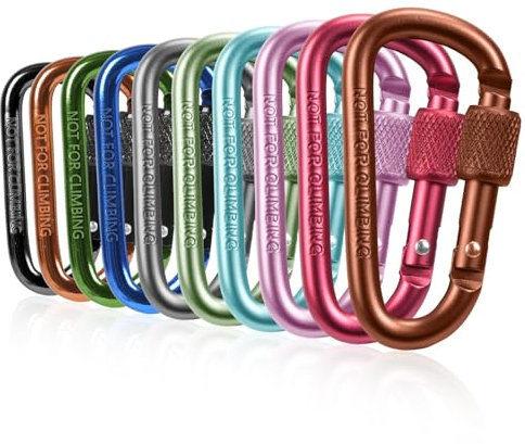 Luabue 10 Stück Karabiner mit Schraubverschluss Karabiner Schlüsselanhänger Klein Karabinerhaken Aluminium Bunt Schraubkarabiner für Camping Angeln Wandern und Reisen
