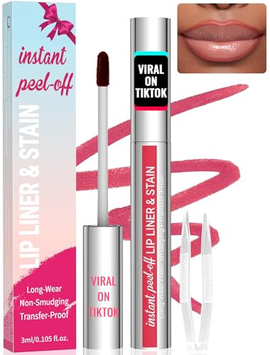 iMethod Lip Stain - Lip Liner Stain, Peel Off Lip Stain with Tweezer, Natural Long Lasting Lip Stain Peel Off, Waterproof, Easy to Use, Stay On All Day, Rose