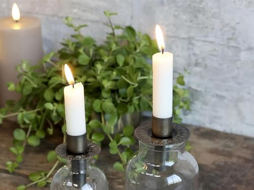 Brass Candlestick for Bottles x 1, Round Metal Candle Holder Topper (Removable), Short Dinner Candle Holder, Rustic Candlestick, Metal Candlestick Holder for Bottles, Bottle Top Candlestick Holder