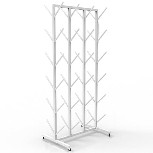 WIGING Boxing Gloves Storage Rack, Metal Boxing Gloves To Dry Out With Universal Wheels, Floor-Standing Hang Up Boxing Gloves Display Stand(70x55x155cm)