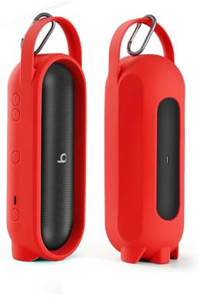 JOYSOG Custodia in silicone per altoparlante Beats Pill, portatile, con Bluetooth, borsa da viaggio (rosso)
