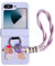 Casevita Cute Case Compatible with Samsung Galaxy Z Flip 4 with Ring Lanyard, Anime Design Funny Cartoon Hinge Protection Shockproof Protective Cover for Z Flip 4 for Woman Purple