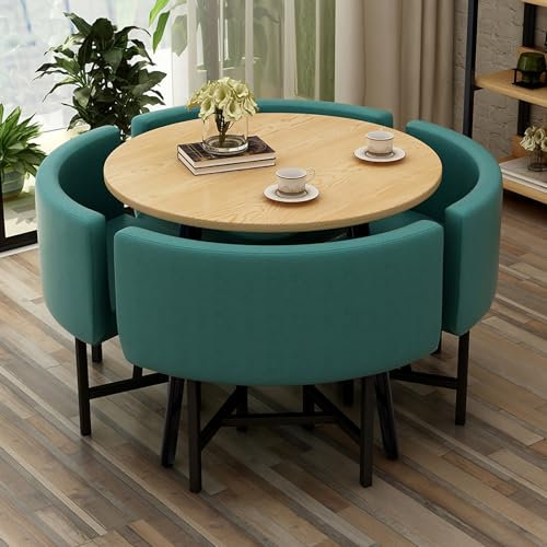 Runder Esstisch und Stühle, modernes 5-teiliges Möbelset für Empfang, Wohnzimmer, Büro oder Küche, 80 cm, runder Tisch mit 4 Stühlen, stilvolles und funktionales Möbelset