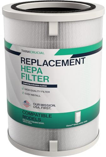 Think Crucial Replacement HEPA filter Compatible with Clorox Ultra Air Purifier Model 11060, Part # 12060, High-Efficiency Air Purification for Cleaner Air, Easy Installation (1-Pack)