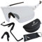BIGWAVE 906 Sportbrille Schnelle Brille Fahrradbrille Sonnenbrille für Damen und Herren UV400 mit klaren Gläsern im Shield-Design. Anti-Beschlags-Beschichtung (weiss/klare Gläser)