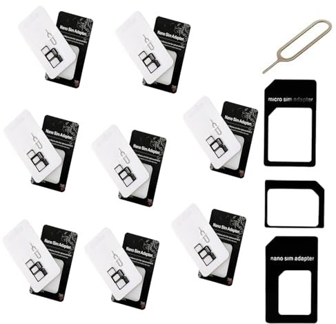 Lot de 8 adaptateurs de carte SIM 4 en 1 standard avec compartiment en acier pour la plupart des téléphones portables et ordinateurs portables