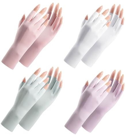 ThiCc Lot de 4 paires de gants de protection solaire UV pour femme – Gants d'été mi-doigts pour conduite d'été sans doigts – Mitaines anti-soleil légères et rafraîchissantes pour le cyclisme et la