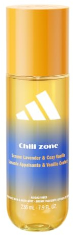 adidas Vibes Chill Zone Fragrance Hair & Body Mist, Aromatic Fragrance with Notes of Lavender & Vanilla, Mood-Boosting, For Any Occasion, 236ml