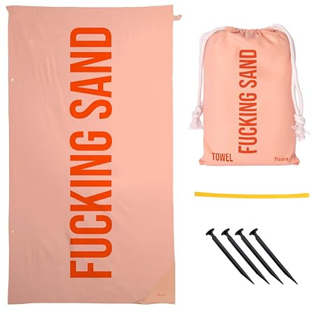 FISURA Großes Strandtuch F*cking Sand, leichtes Mikrofaser-Handtuch für Pool, Strand, Camping, Picknick, Anti-Sand, schnelltrocknend, originelles Geschenk, 180 x 100 cm