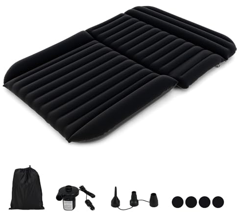 COSTWAY Materasso Gonfiabile per Auto, Letto ad Aria con Pompa Elettrica e Sacca per il Trasporto, Materassino per Campeggio, Picnic e Viaggio su Strada, Portata 150 kg, 190 x 130 cm (Nero)