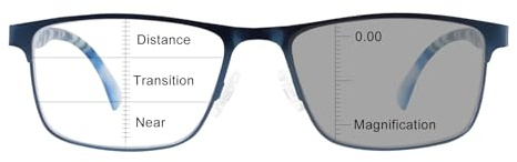 OKH Photochrome Progressive Gleitsicht Multifokale Lesebrille mit selbsttönenden Gläsern Blaulichtfilter UV400 Schutz Federscharniere