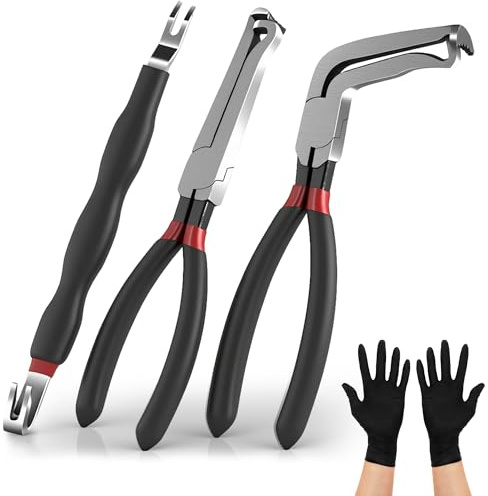 3PCS Electrical Disconnect Pliers Set: 8in 60° Automotive Fuel Line Tool | Stainless Steel Auto Disconnect Pliers for Removing Car Electrical Connectors Sensors and Wiring Plugs