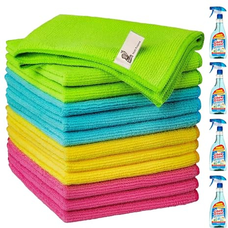 SWISSPACK 100 PCS Microfibre Cloths Multipack 30 X 30 CMS with 4 Elbow Grease Glass Cleaners