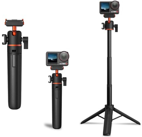 OURHZTB Schnellwechsel-Stativ Ausziehbarer Selfie-Stick für DJI Osmo Action 4/5 Pro, Multifunktionale Verlängerungsstange Kaltschuhmontage für Fülllichter und Mikrofone Zubehör