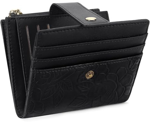 SENDEFN Portefeuille Femme Cuir Vegan, Petit Porte Monnaie Fermeture Eclaire, Compact Porte Carte de Credit avec RFID Blocage et 12 Emplacements Cartes