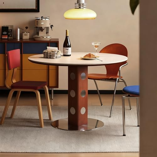 KAANAA Runder Esstisch 90 cm Modern Minimalist Stil – Küchentisch Esszimmertisch mit Sinterstein-Tischplatte und Holz-Metallgestell, weiß passend für Wohnzimmer, Esszimmer und Küche(weiß)
