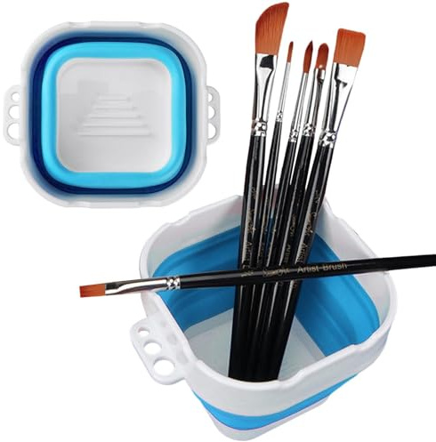 Generico Detergente per pennelli - Lavaspazzole Portatile Pieghevole, Secchio per Lavaggio, Supporto per Pulizia Pittura | per Acqua per Pittura a Olio, qualità Premium, Regalo Ver