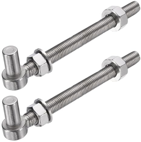 sourcing map 2Pcs J Bolt Gate Hinge, M16 x 8 304 Stainless Steel Gate Hinges Bolt, J-Bolt Post Hinge with Washers and Nuts for Chain Link Fence, Wooden Fence, Driveway, Farm Garden Door