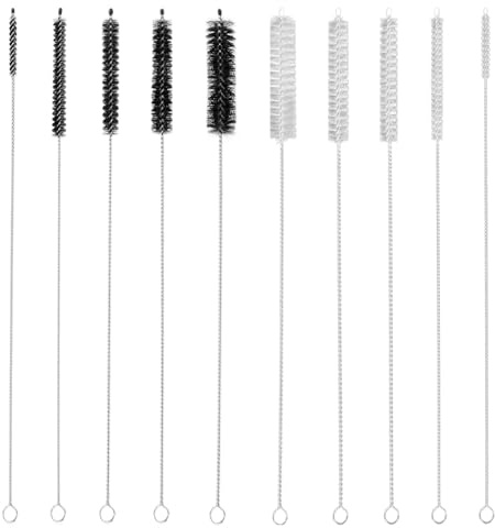 Gjinxi Lot de 10 brosses de nettoyage extra longues en nylon réutilisables pour gobelet, bouteille d'eau, tubes, pailles en verre