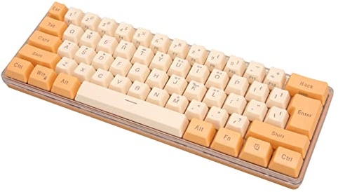 Stylebest Tastiera da Gioco RGB 61 Tasti Tastiera Meccanica Cablata con Retroilluminazione Regolabile per Ufficio e Giochi (Arancione Beige)