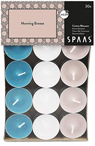 SPAAS 30 Bougies chauffe-plats parfumées couleurs assorties, ± 4,5 heures - Morning Breeze