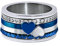 Quiges Silber Blau Edelstahl Zirkonia Mehrfarbig Stapelring Kombinationsring Set mit 4 Füllringe und 1 Basisring 19mm (59)