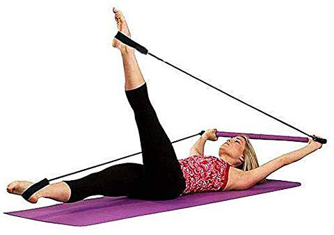 Tragbarer Yoga-/Pilates-Stock mit Widerstandsband, Pilates-Bar-Kit, Fitnessgerät, Trainer, Fitness-Stange mit Fußschlaufe für Männer und Frauen, Heimbüro, Workout