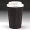 We Can Source It Ltd - 100 x 12oz Black Ripple Disposable Hot Takeaway Coffee Cups with White Sip Through Lids