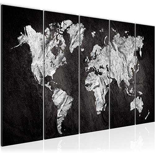 Runa Art Bild Weltkarte Wandbilder auf Vlies Leinwand 5 Teilig Wanddekoration Büro Wohnzimmer 002956a