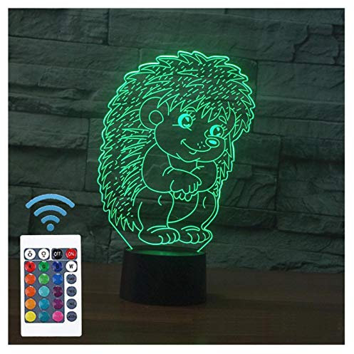 Comiwe Igel 3D Illusion Nachtlicht Spielzeug,Dekoration LED Nachttischlampe 16 Farben Ändern mit Fernbedienung,Weihnachten Deko Lampe Geburtstagsgeschenk Für Mädchen Jungen Kinder und Freunde