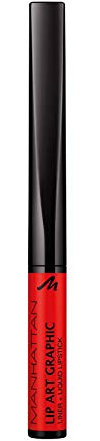 Manhattan Lip Art Graphic 2-in-1 Lip Liner und Liquid Lipstick für samtig-weiche Lippen, limitierte Edition, Fb. 002 Go Hard (rot), 1.8 ml