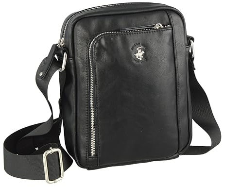 Borsello Tozzo Con Tasca Anteriore Tracolla Media | Polo Club Beverly Hils | BH1182-Nero
