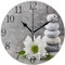 Mnsruu Zen Stein Und Blume Runde Wanduhr, Stille Nicht Ticken Ölgemälde für Schlafzimmer Wohnzimmer Büro Schule Wohnkultur