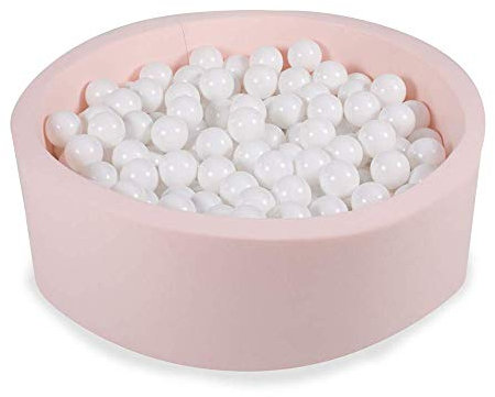 Angelove Bällebad Baby Kinder 90x30cm – Weiches Baumwoll Ballpool mit 200 Bällen – Sicheres Spielzeug für Kleinkinder – Modernes Design für Jungen & Mädchen, Coton, Hellrosa