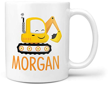 Cute Digger Childrens Kids Son Daughter Personalised Gift Name Text Names 10oz Ceramic Mug