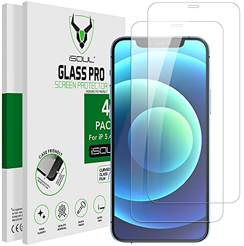 Screen Protector Compatible With iPhone 12 Mini 5.4 Inch, iSOUL Tempered Glass HD Film, 4-Pack