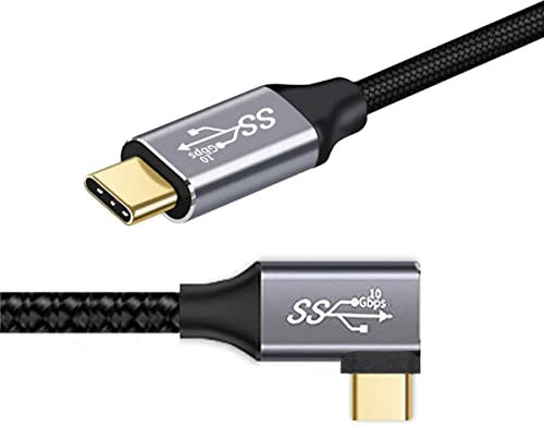 CAKOBLE cable usb c, 10Gbps usb c vers usb c 3.1 Gen 2 cable usb c coudé, 100W 20V/5A cable usb c charge rapide 4K@60Hz sortie vidéo adaptateur usb c à 90 degrés, 1m