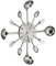 Relaxdays Pared Cubiertos, Reloj Cocina, Cuchara, Tenedor, Espumadera, Tictac, a Pilas, Ø 40 cm, Metal, Plateado, Hierro, 1 Unidad