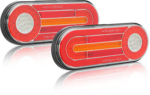 D-TECH 2Pcs LED-Anhänger Rücklicht, Bremslicht, Rückfahrnebelscheinwerfer, Neon-Effekt Rücklicht, dynamische Blinker Kontrollleuchte LKW Wohnmobil Vans Rücklicht (L + R),ECE-Zulassung