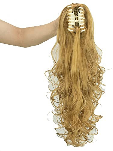 IMISSU 24 Zoll langes dickes Chaotisch gelockte Kieferklaue Pferdeschwanz-Haarteile Verlängerungen Pferdeschwanz Clip im Haarteil (Kupfer)