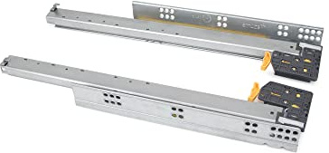 Emuca - Silver Führungen für Schubladen Vollauszug sanftes Schließen und Kupplung, 290, Verzinkt, Stahl