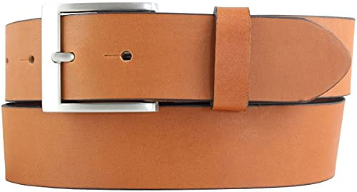 Hochwertiger Überlängen-Gürtel aus Vollrindleder 4 cm | 120-180 cm Ledergürtel für Herren 40mm | Herren-Gürtel in Übergrößen | Cognac 120cm