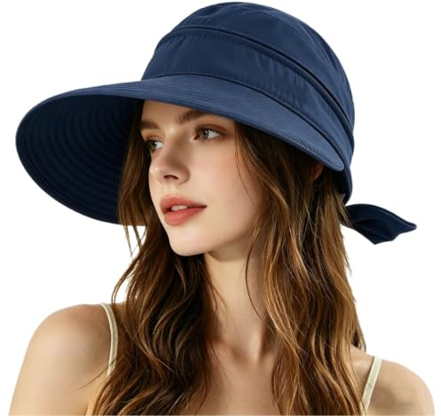 XINCHI Sonnenhut Damen Visor Cap Abnehmbar Schlapphut Breit Krempe Damenhut | Schattenspend Sommerhut Sonnenschutz Strandmütze Verstellbar Schirmmütze Leicht Strandhut Faltbar Sonnenmütze Outdoor Reisen