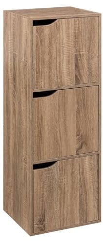 Five - Meuble Etagère 3 Cases avec Portes Coloris Bois Naturel H 100.5 cm