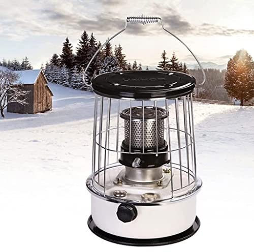 Mobile Heizung Ohne Strom Innen, Tragbarer PetroleumHeizungCamping Heizung und Kochen, Effizienter Petroleum Ofen mit Umfallschutz und 2 Docht,White6L