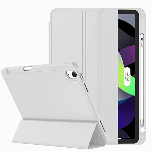 ZryXal iPad Air 11 Zoll Hülle M3 2025 / M2 2024, iPad Air Hülle 5. Generation/4. Generation 2022/2020 10,9 Zoll [Unterstützt Touch ID und Auto Wake/Sleep] (Hellgrau)