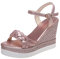 Ecoodisk Sandales compensées pour femmes chaussures d'été sandales à plateforme pour femmes chaussures à boucle femme à enfiler à bout ouvert tissage dames décontractées rose 38
